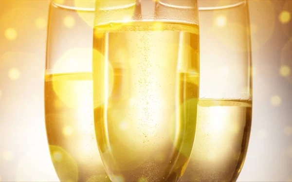 Flöjt Glas Champagne Ljus Bakgrund — Stockfoto