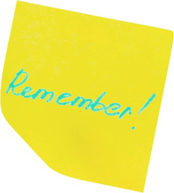 Sarı Not sopa ile hatırlıyorum işareti