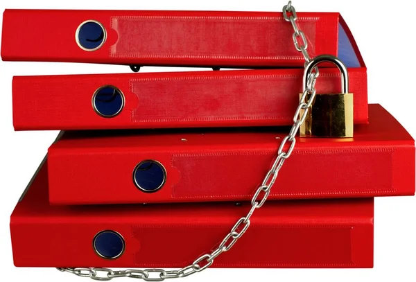 File folders with chain and lock — Stock Photo, Image