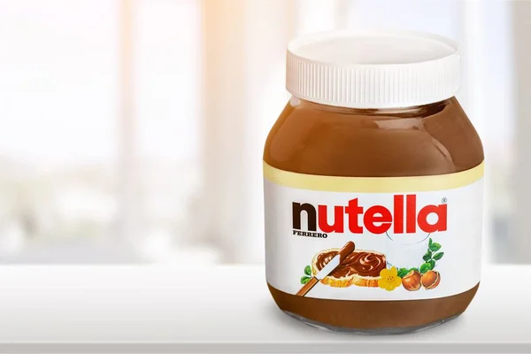 Nutella mogyorókrém elterjedt jar — Stock Fotó