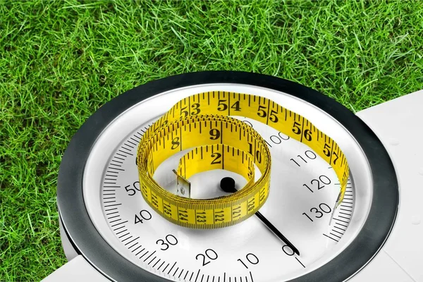 Bathroom Scale Measuring Tape Close View — Stock Photo, Image