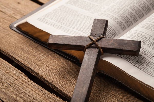 Holy Bible book and cross