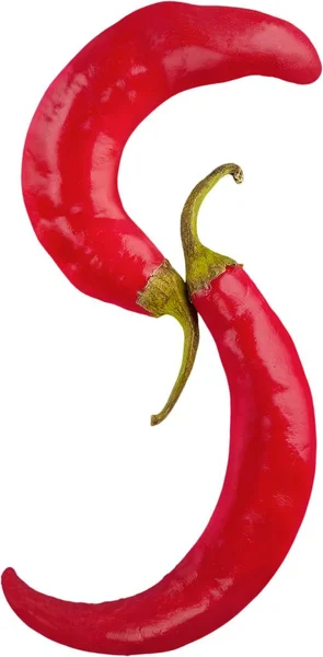 Red Hot Chili Paprika Elszigetelt Fehér — Stock Fotó