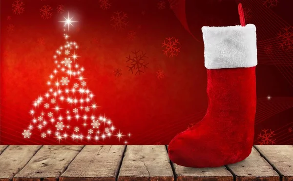 Calcetín Rojo Navidad Aislado Sobre Fondo —  Fotos de Stock