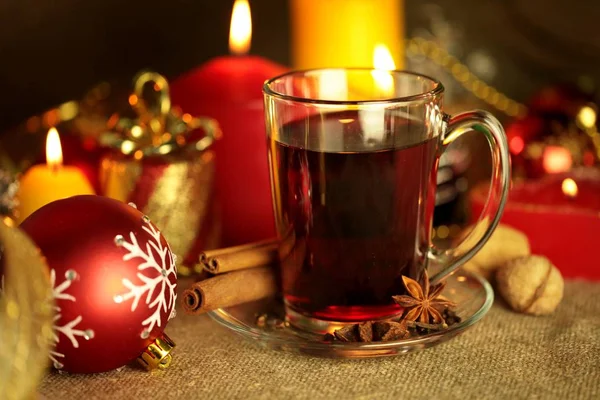 Mulled wine in glass isolated on  background