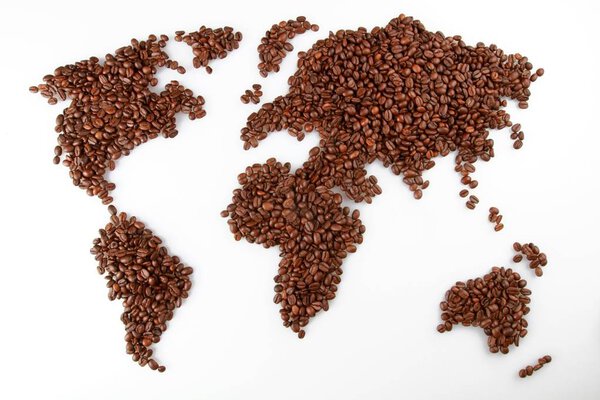 Image of map made of coffee grains