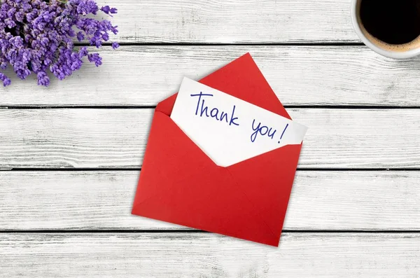 Thank you card and envelope — Stock Photo, Image