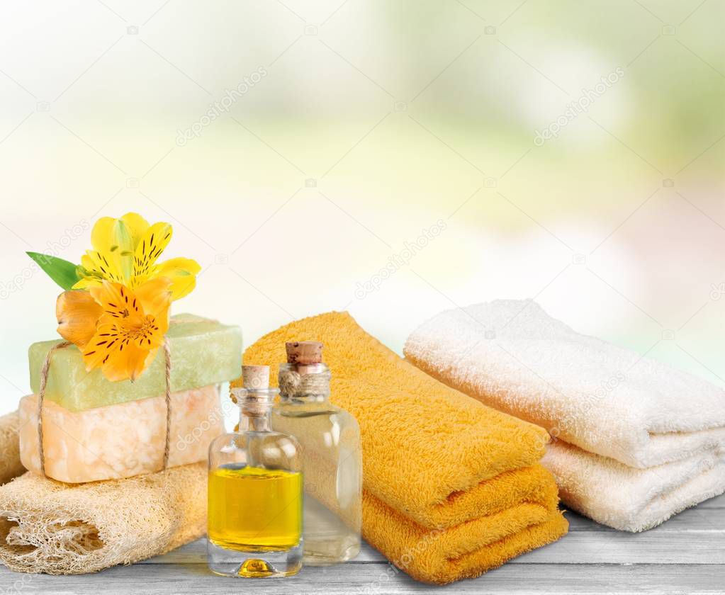 Healthy spa concept with handmade soap bars 