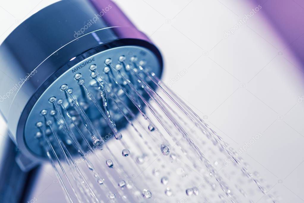Shower Head with Droplet clean Water, close-up view 