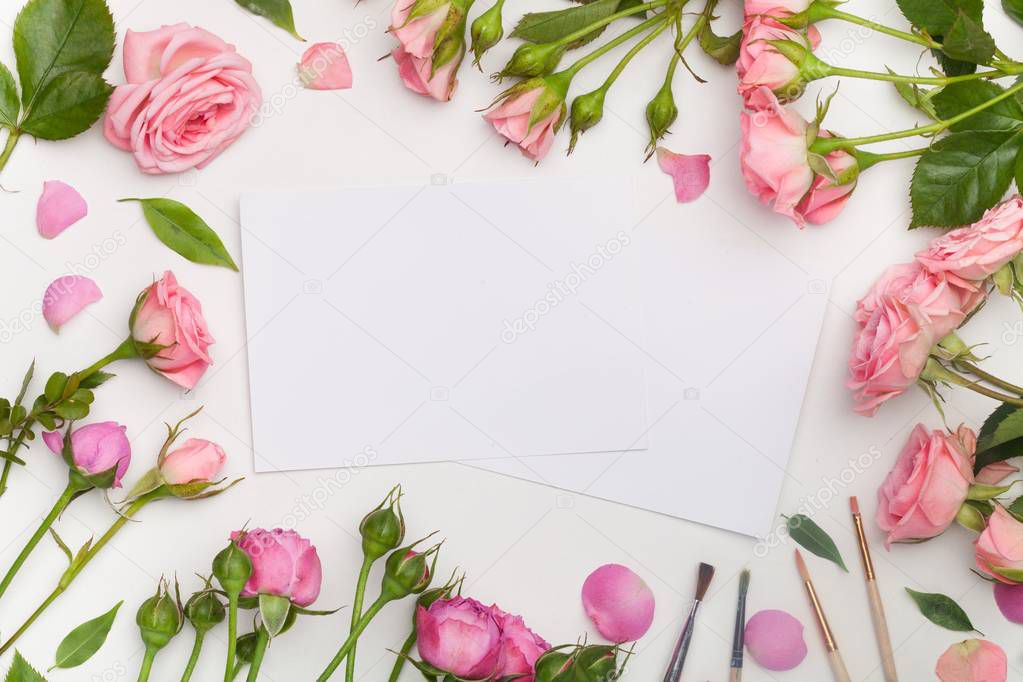 close-up of pink rose flowers on background