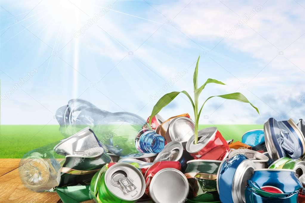 arious crashed beer cans