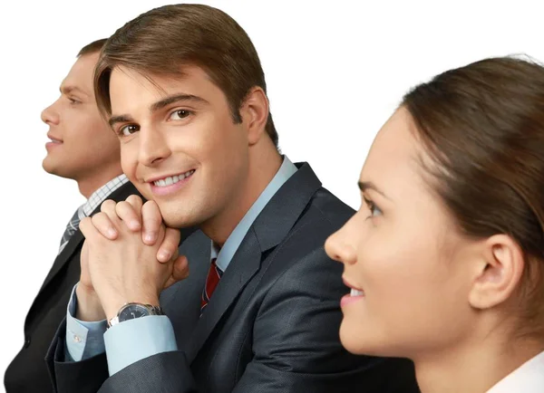 Young Business Men Woman Suit Isolated White Background — Stock Photo, Image