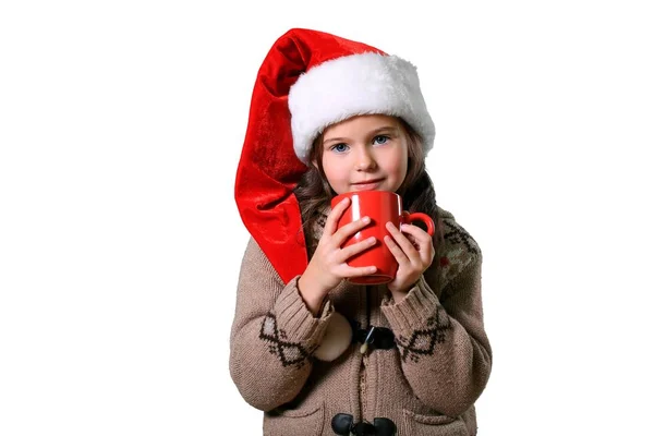 Menina bonita em chapéu de Santa — Fotografia de Stock