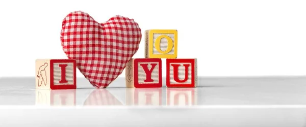 Valentinstag Hintergrund Mit Rotem Herz Und Würfeln — Stockfoto