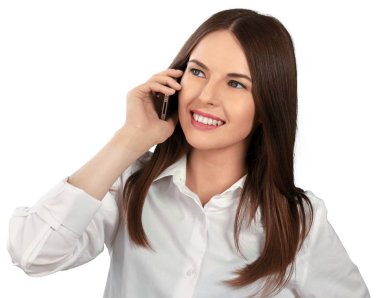 Telefonu olan genç bir kadın.