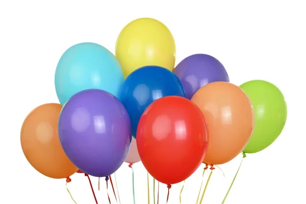 Bunte Luftballons Auf Weißem Grund — Stockfoto