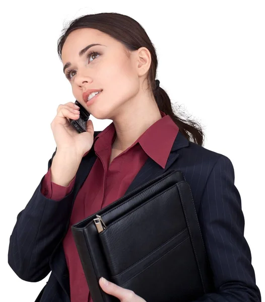 Retrato de joven empresaria con teléfono — Foto de Stock