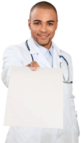 Junge Hübsche Arzt Mann Isoliert Auf Weißem Hintergrund — Stockfoto