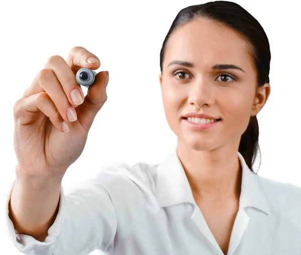 Retrato de jovem empresária — Fotografia de Stock