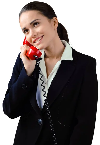 Retrato de jovem empresária com telefone — Fotografia de Stock