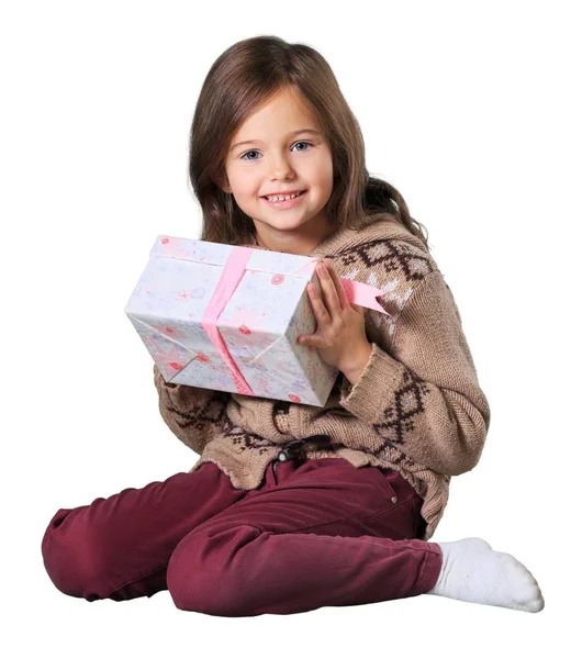 Niña con caja de regalo — Foto de Stock