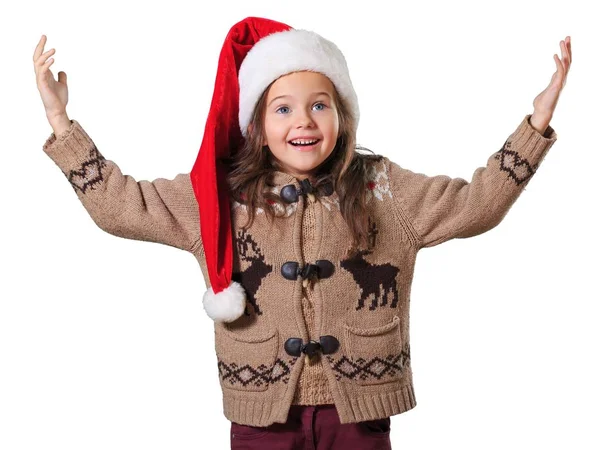 Маленька дівчинка в капелюсі Санта — стокове фото