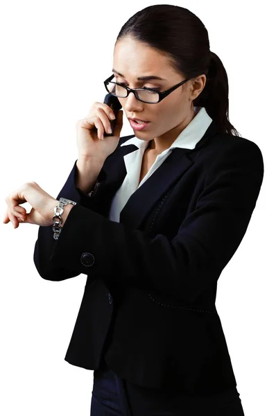 Retrato de joven empresaria con teléfono —  Fotos de Stock