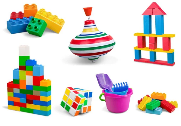 Kids Toys Collection Isolated White Background — Stock Photo, Image