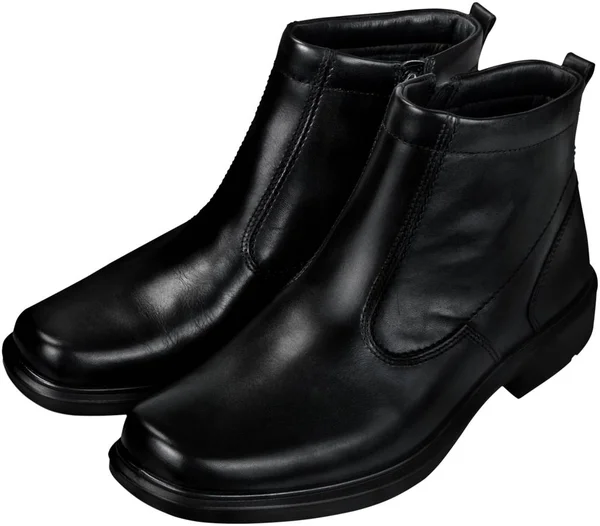 Pair of black leather boots — Stock Photo, Image
