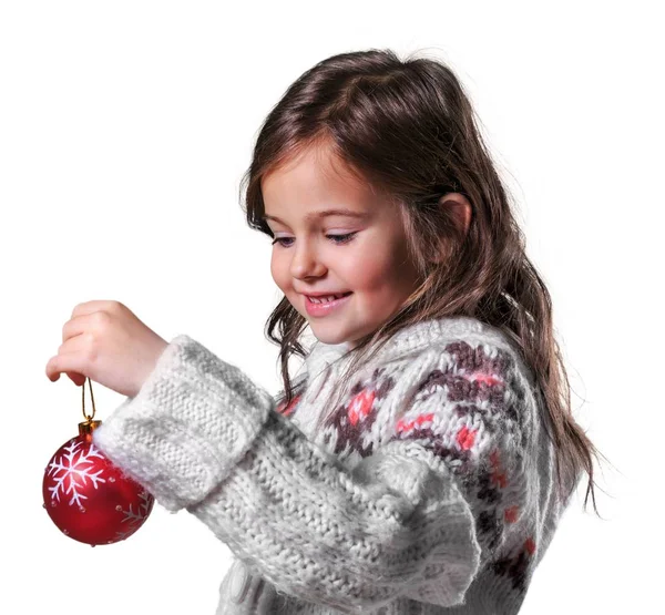 Niña con bola de Navidad — Foto de Stock