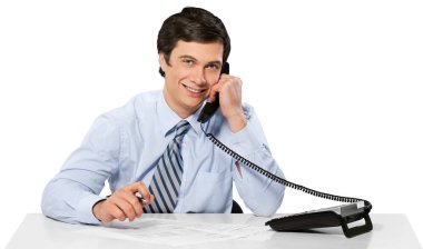 Telefon ile yakışıklı işadamı