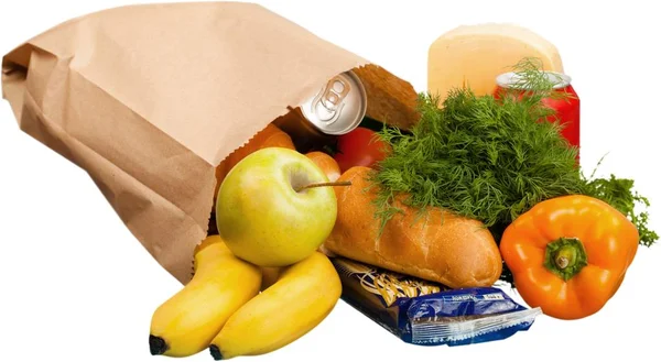 Comida en bolsa de supermercado marrón —  Fotos de Stock