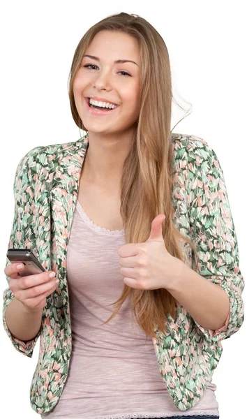 Mujer joven con teléfono —  Fotos de Stock