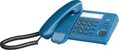 Beyaz arka plan üzerinde Retro mavi telefon 