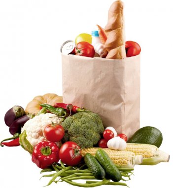 kahverengi bakkal çantası gıda