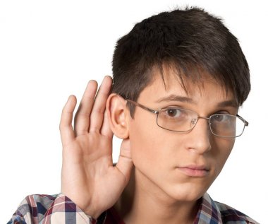 Beyaz arka plan üzerinde izole sıkılmış öğrenci çocuk