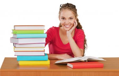 yığın kitap kadınla