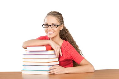 yığın kitap kadınla