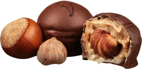 Doces de chocolate com avelãs — Fotografia de Stock