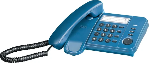 Retro Blue Telefon Białym Tle — Zdjęcie stockowe