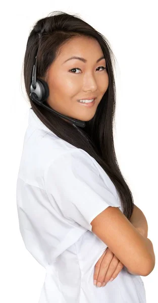 Kvinna call center operatör — Stockfoto