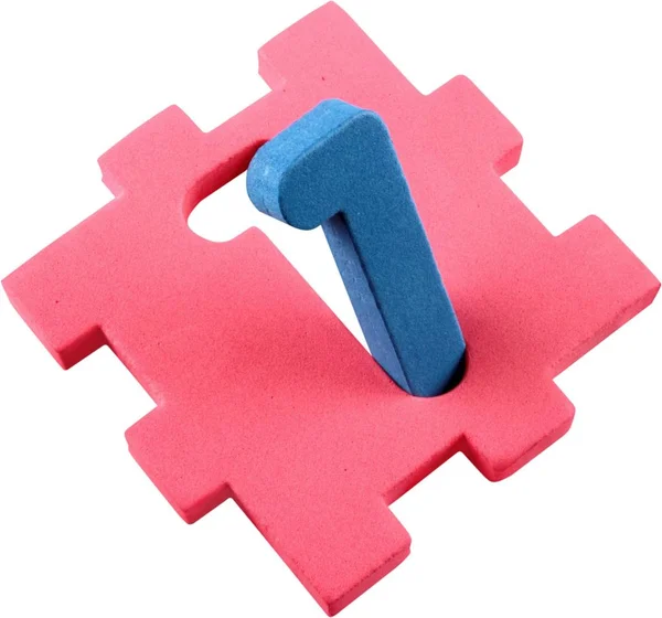 Close Photo Blue Number One Pink Background — Stock Photo, Image