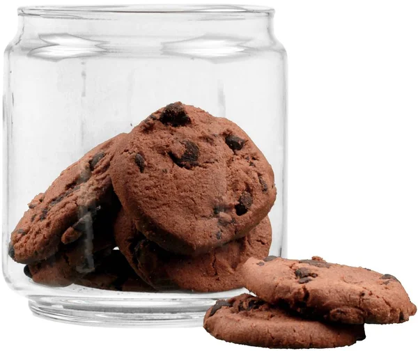 Cookies Med Choklad Burken Ljus Bakgrund — Stockfoto
