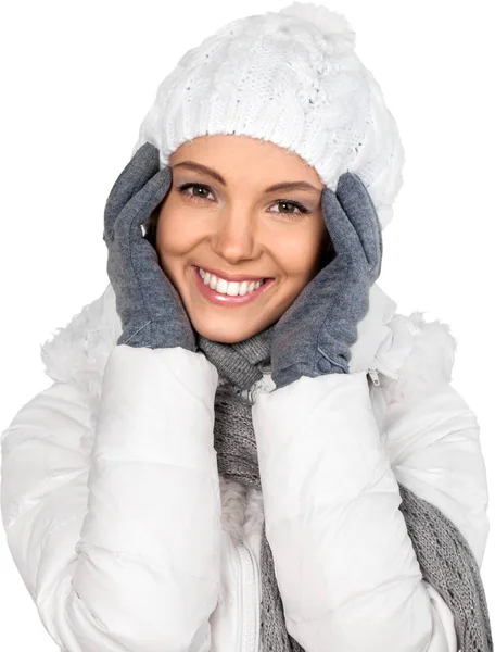 겨울 옷을 입은 젊은 여자 — 스톡 사진