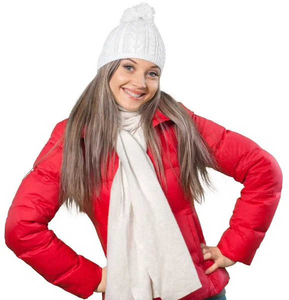 Nuori nainen talvivaatteissa — kuvapankkivalokuva