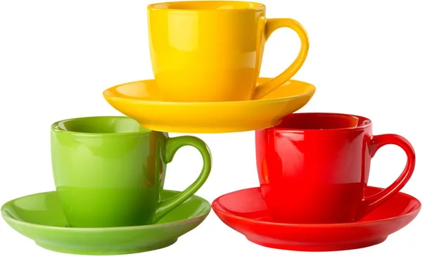 De nombreuses tasses à café colorées — Photo