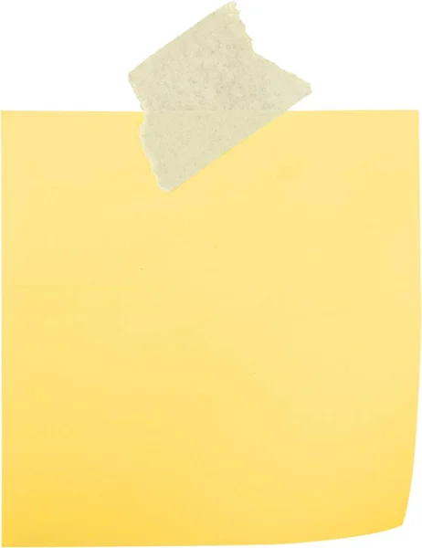 Papier Jaune Autocollant Note Isolé Sur Fond Blanc — Photo