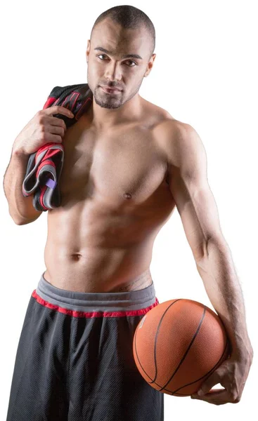 Uomo sportivo con pallone da basket — Foto Stock