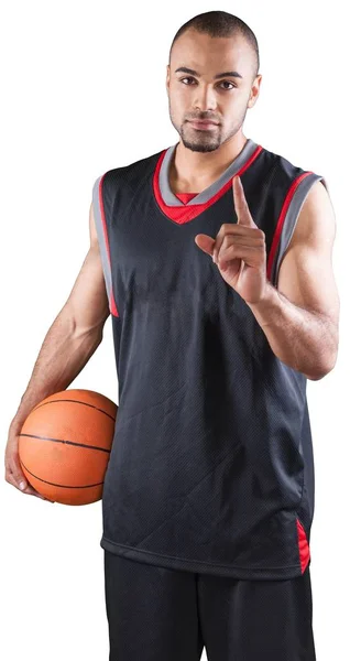 Sportowy człowiek z piłkę do koszykówki — Zdjęcie stockowe
