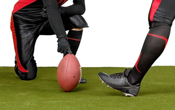 Football spelers met de bal — Stockfoto